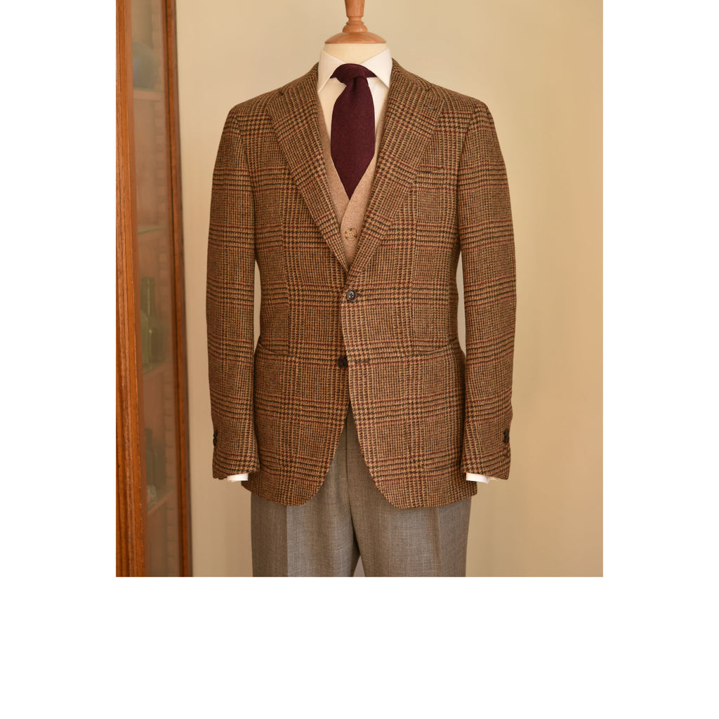 Orange Label Abraham Moon Shetland tweed glen check jacket - brown