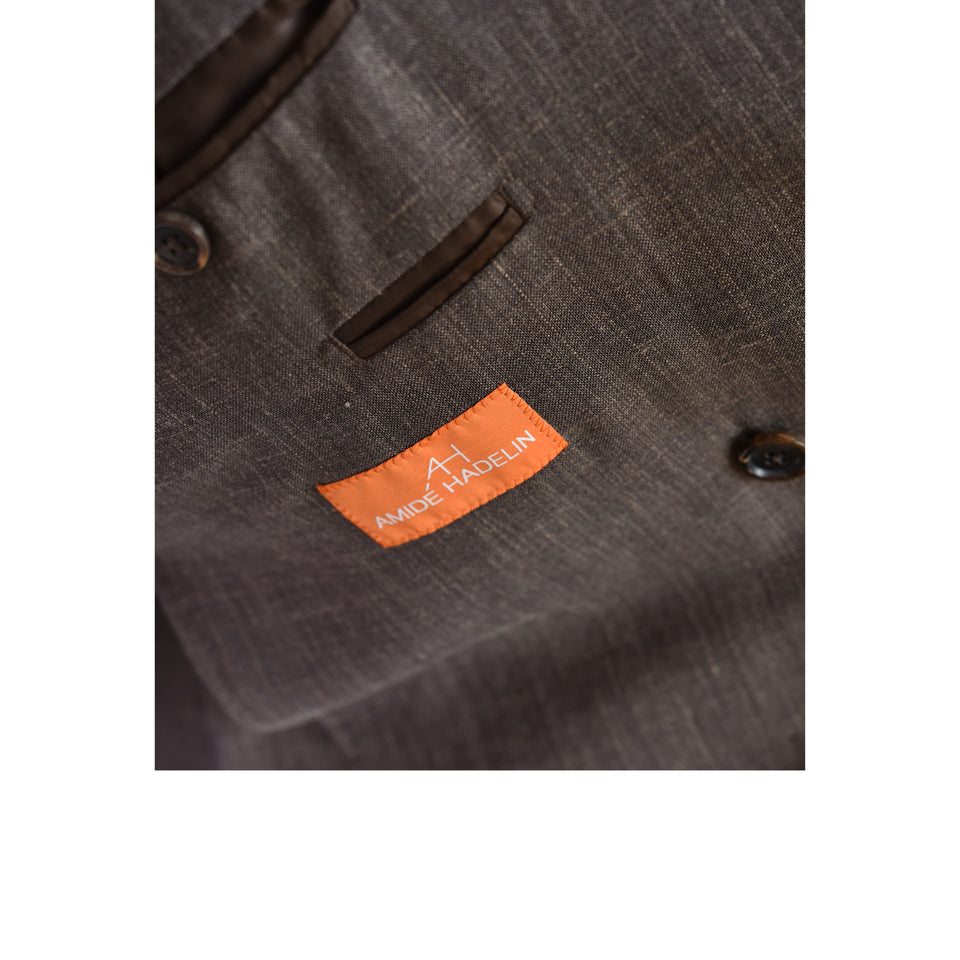 Amidé Hadelin | MTO | Orange Label Loro Piana wool/silk/linen double breasted jacket - dark brown_orange label