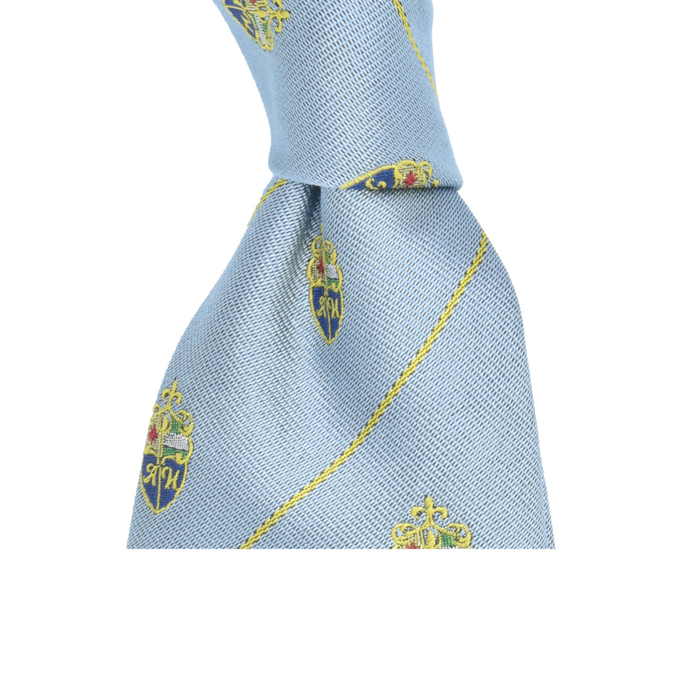 Amidé Hadelin | Amidé Hadelin crested silk tie, Handmade in Italy - light blue_knot