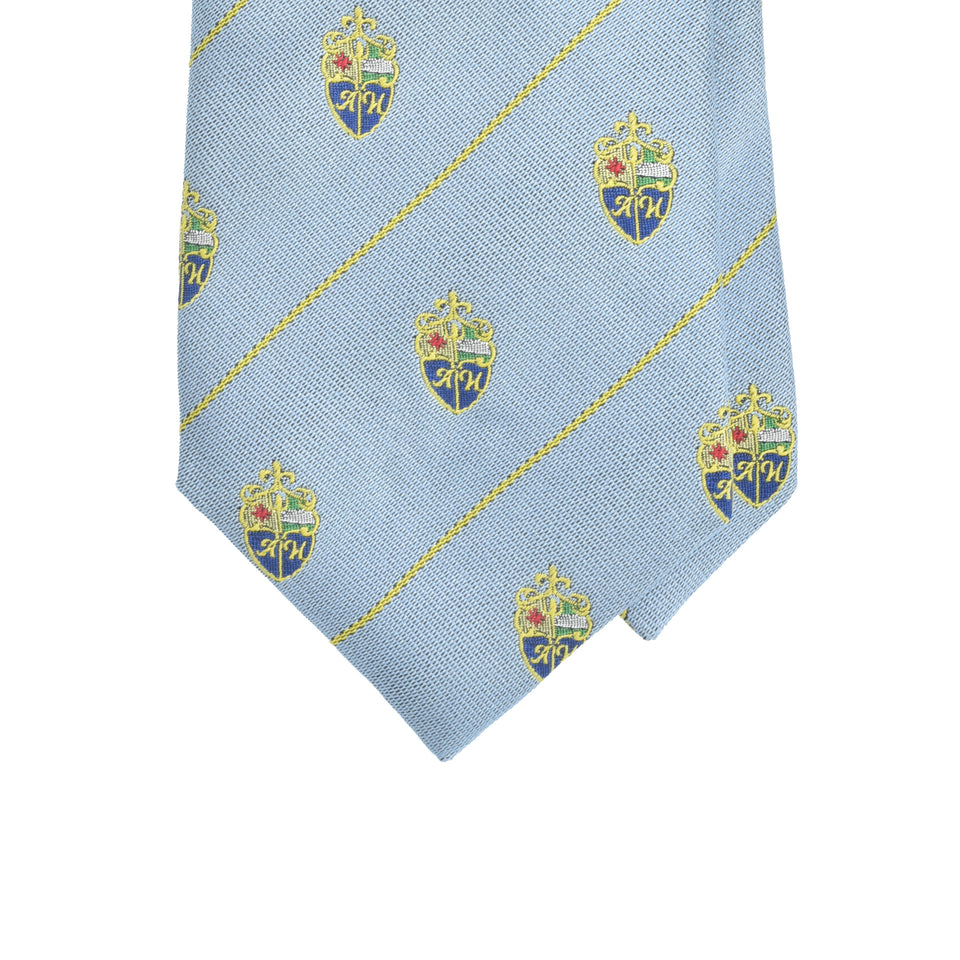 Amidé Hadelin | Amidé Hadelin crested silk tie, Handmade in Italy - light blue_tip