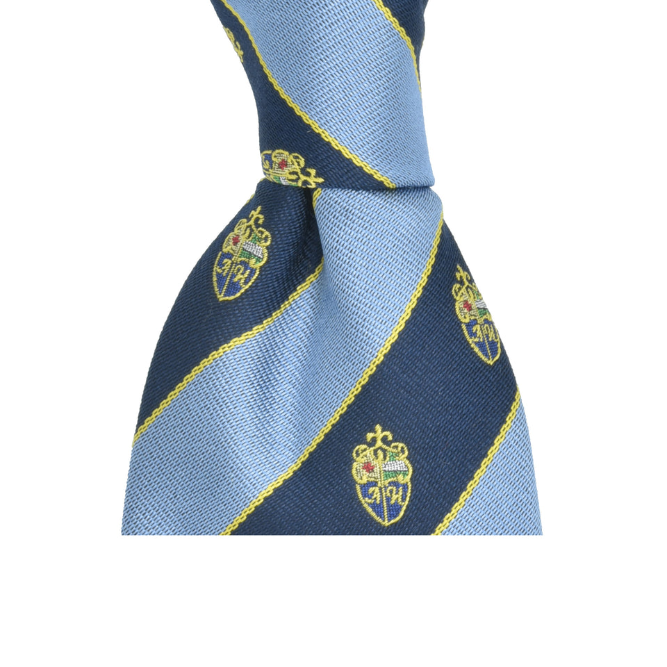 Amidé Hadelin | Amidé Hadelin crested silk tie, Handmade in Italy - light blue/navy_knot