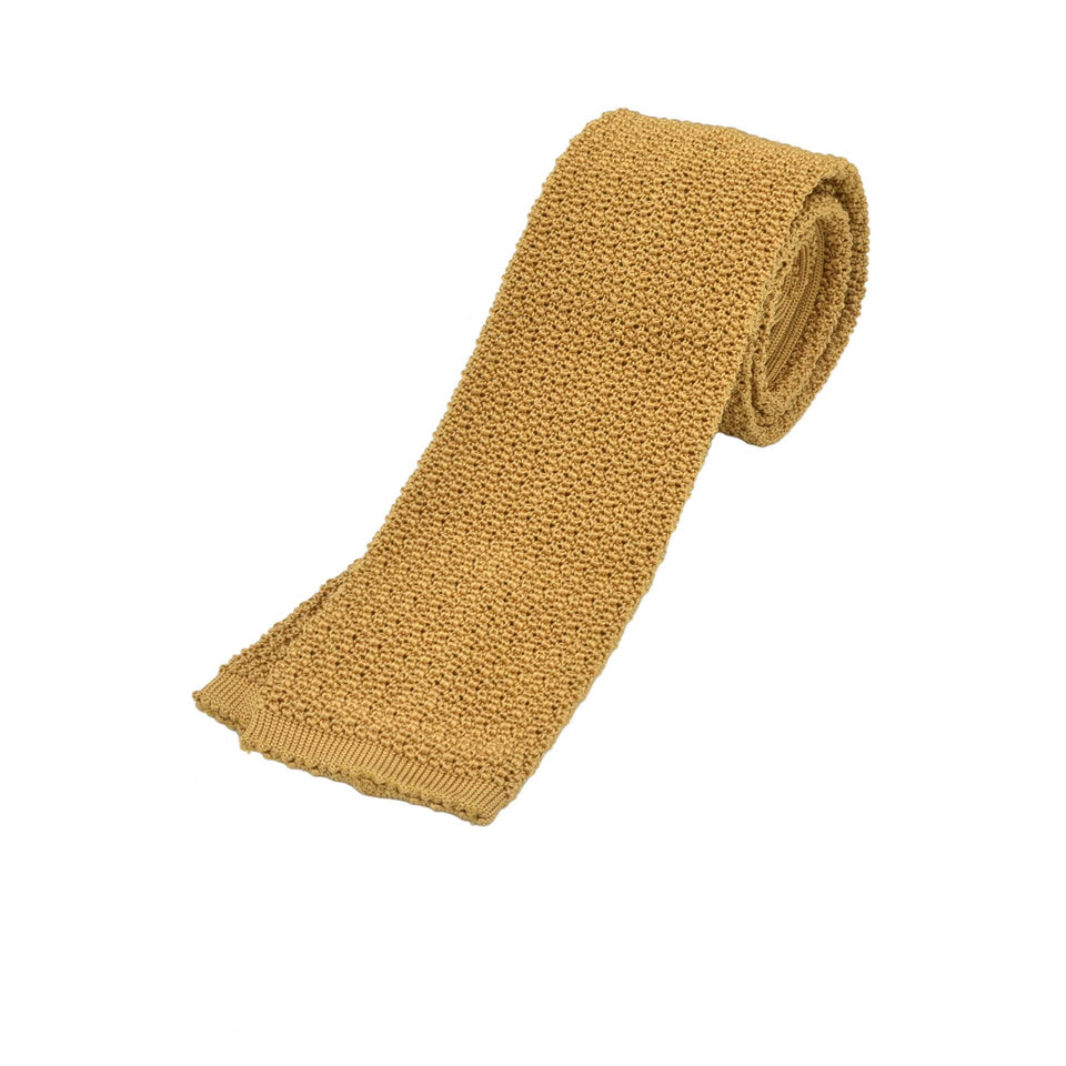 Orange Label | knit silk tie, Handmade in Germany, golden brown_full