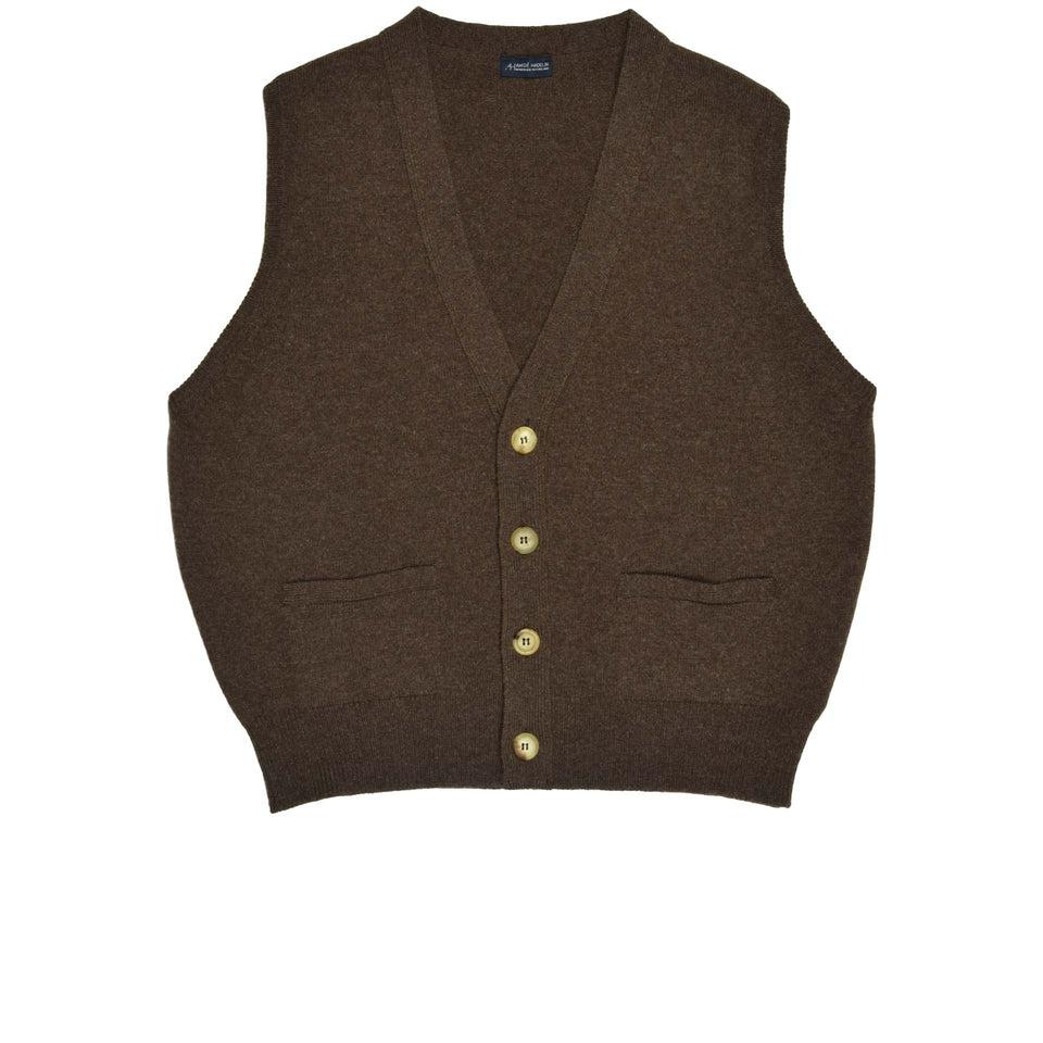 Lambswool short sleeveless cardigan - mocha_full