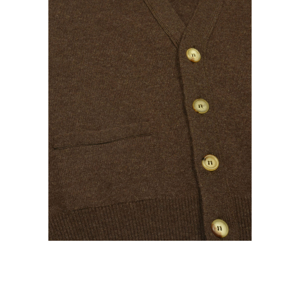 Lambswool short sleeveless cardigan - mocha_buttons