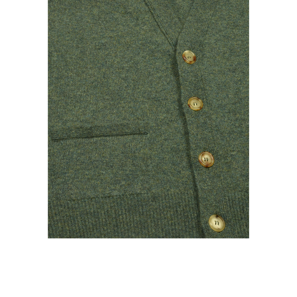 Lambswool short sleeveless cardigan - blue-green_buttons