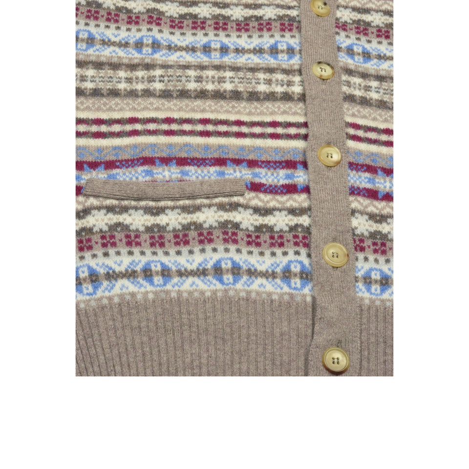 Fair Isle lambswool sleeveless cardigan - mushroom beige_buttons