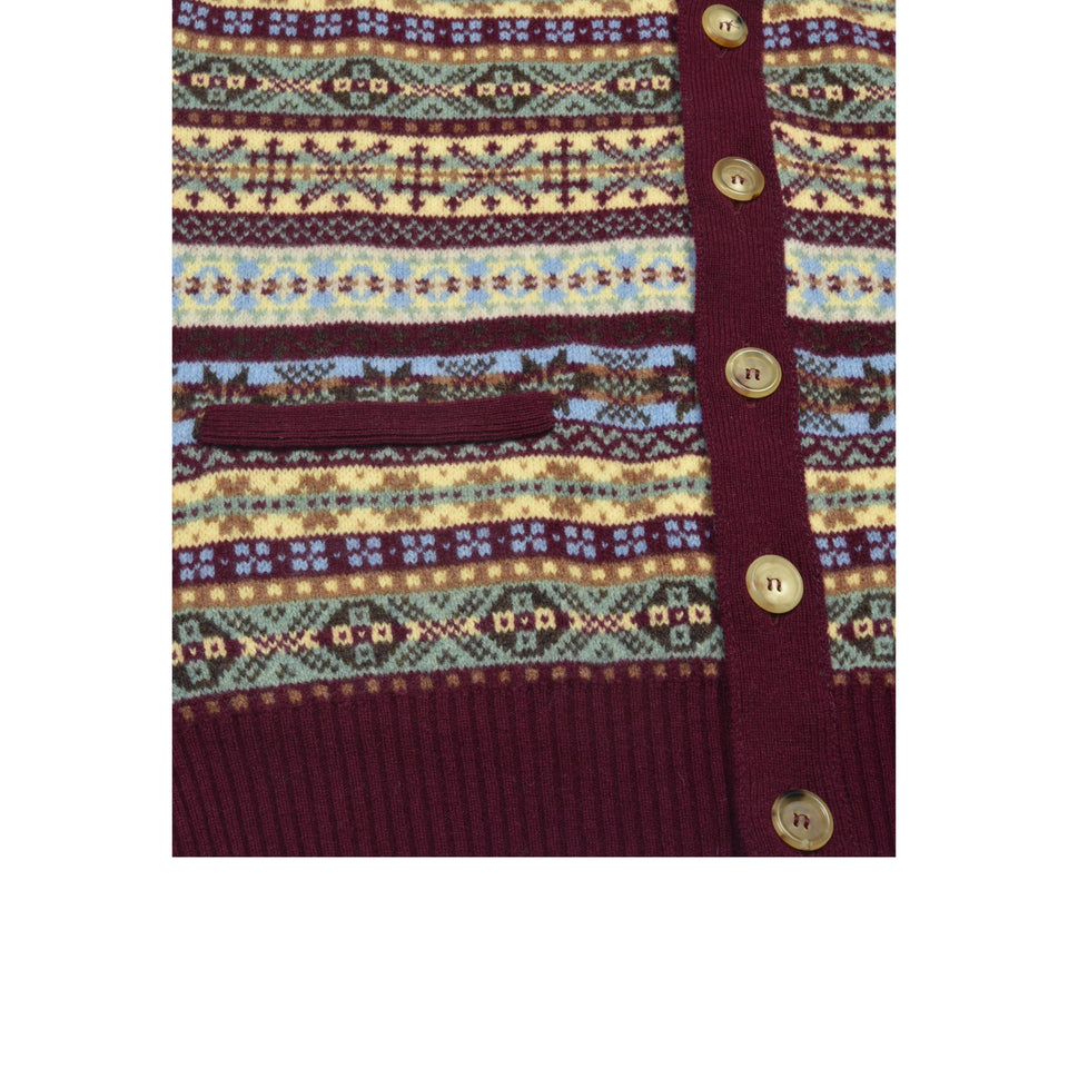 Fair Isle lambswool sleeveless cardigan - burgundy_buttons