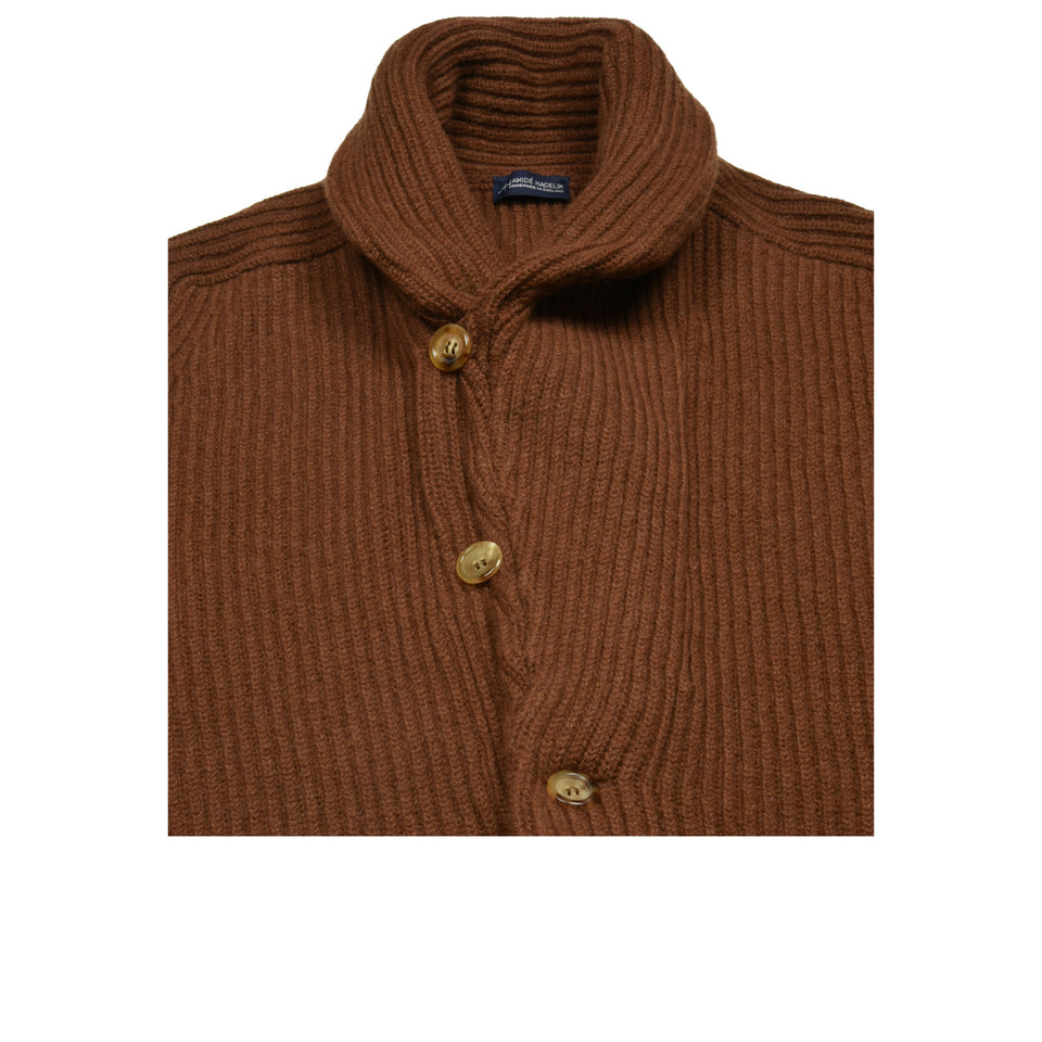 Amidé Hadelin | Geelong shawl collar cardigan - brown_buttoned