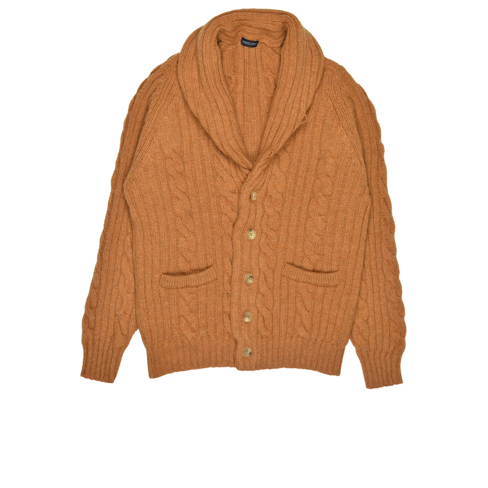 Amidé Hadelin | Lambswool cable knit shawl collar cardigan - tan_full