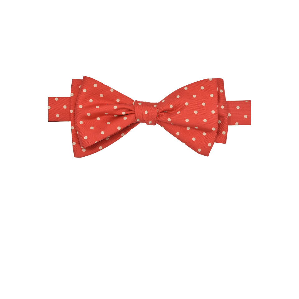 Amidé Hadelin  | Self tie silk polka dot bow tie, red_full