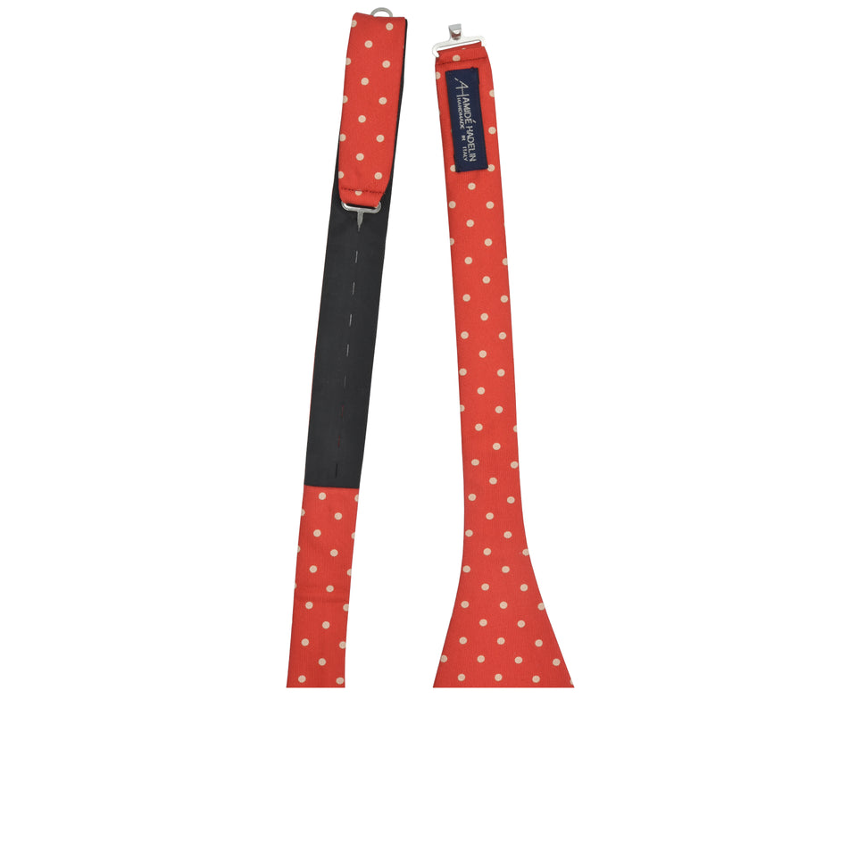 Amidé Hadelin  | Self tie silk polka dot bow tie, red_label