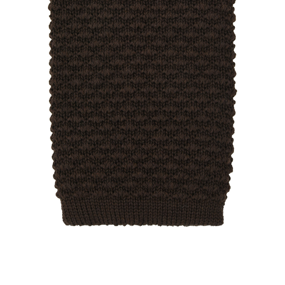 Orange Label | knit wool tie, dark brown_tip