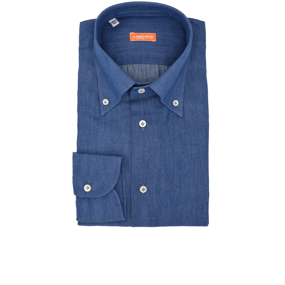 Orange Label button down denim shirt - mid blue_front