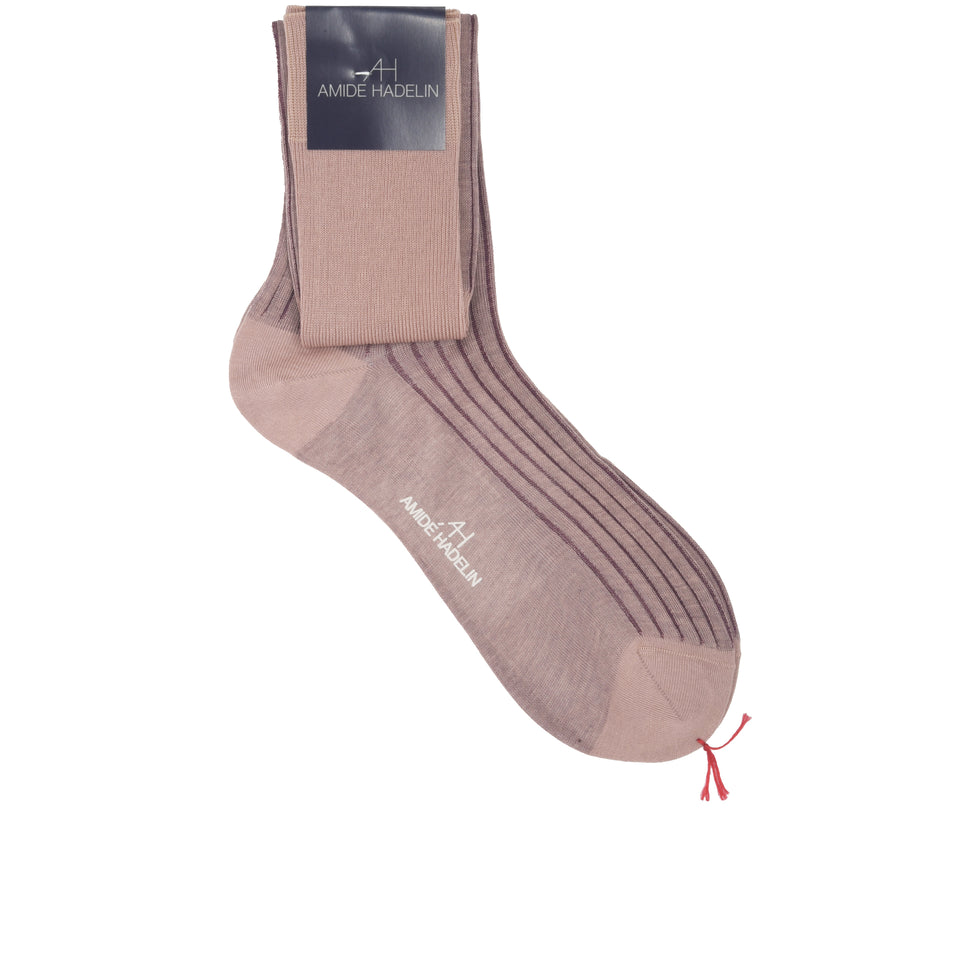 Amidé Hadelin | Knee high shaddow stripe cotton socks - pink/purple_full