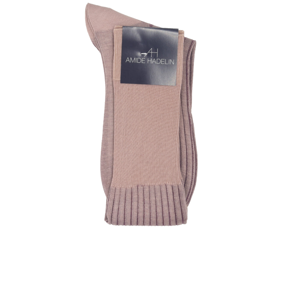 Amidé Hadelin | Knee high shaddow stripe cotton socks - pink/purple_fold