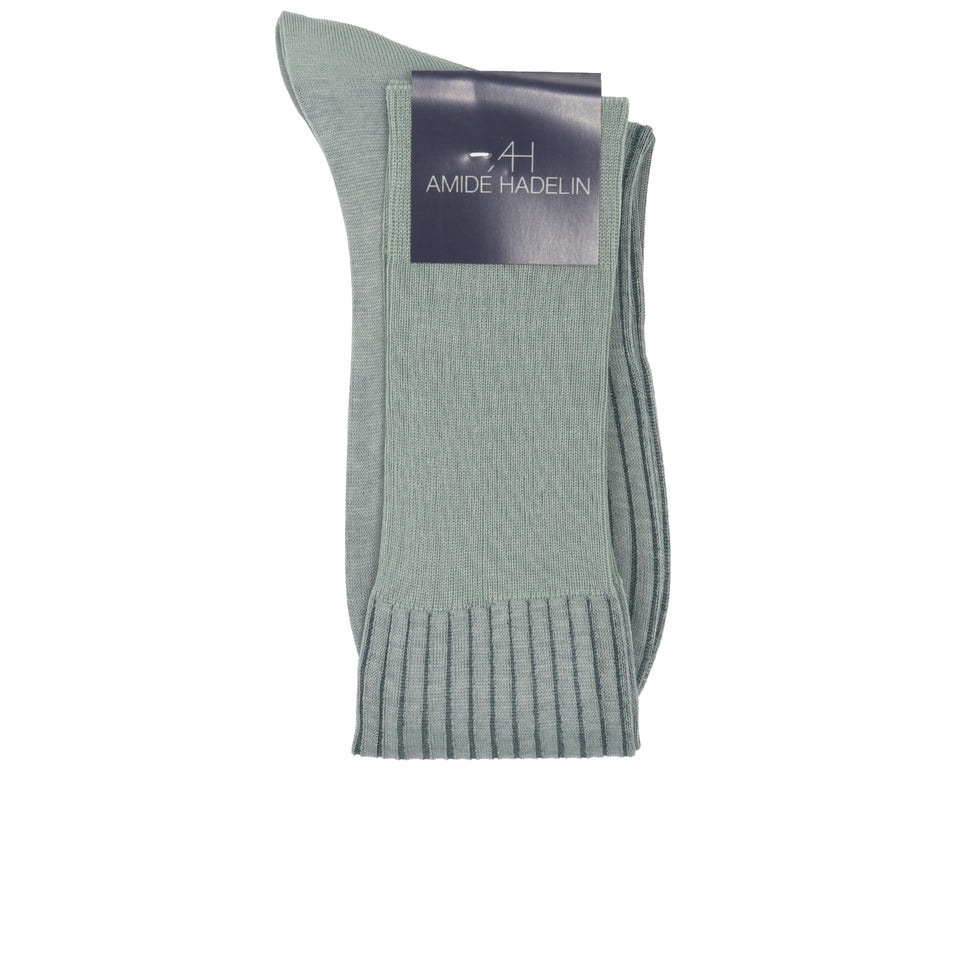 Amidé Hadelin | Knee high shadow stripe cotton socks - sea green/green_fold