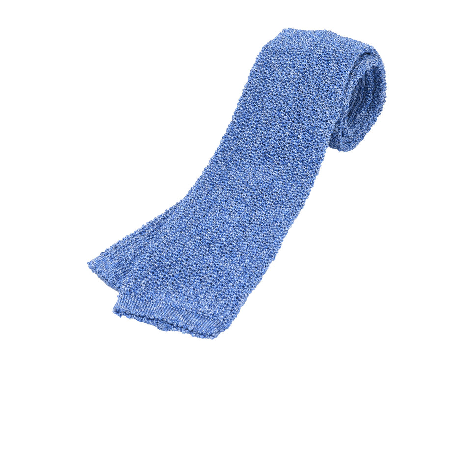 Orange Label | knit silk tie, light blue melange_full